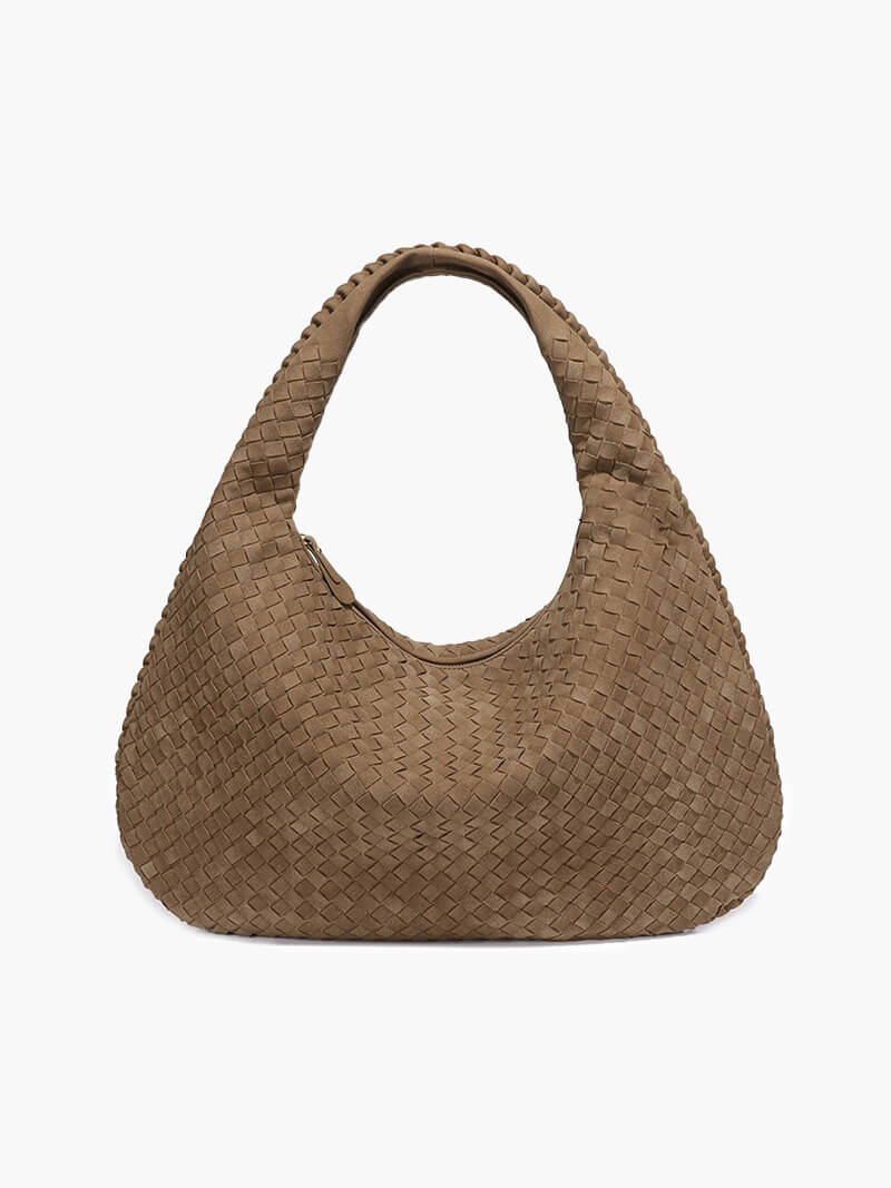 Suede Woven Bag XL - Oversized Woven Shoulder Tote Handbag - Image 7