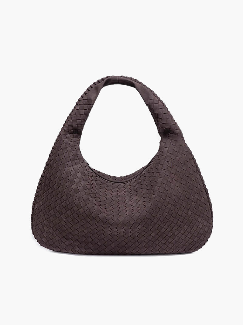 Suede Woven Bag XL - Oversized Woven Shoulder Tote Handbag - Image 5