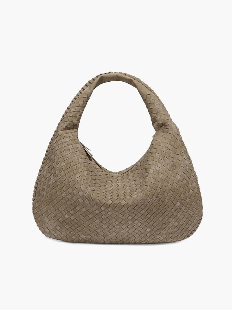 Suede Woven Bag XL - Oversized Woven Shoulder Tote Handbag