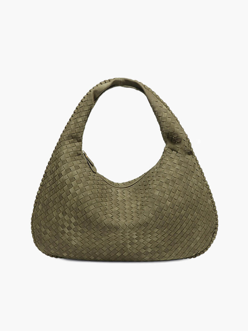 Suede Woven Bag XL - Oversized Woven Shoulder Tote Handbag - Image 14