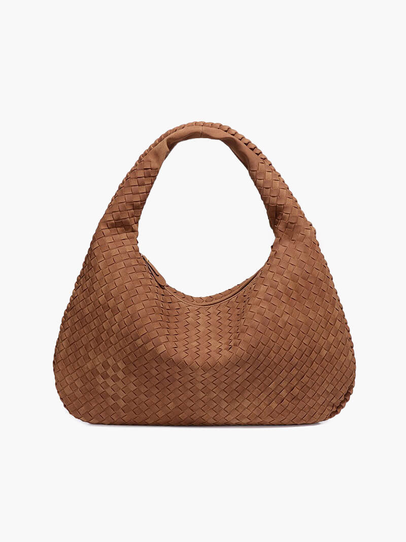 Suede Woven Bag XL - Oversized Woven Shoulder Tote Handbag - Image 12
