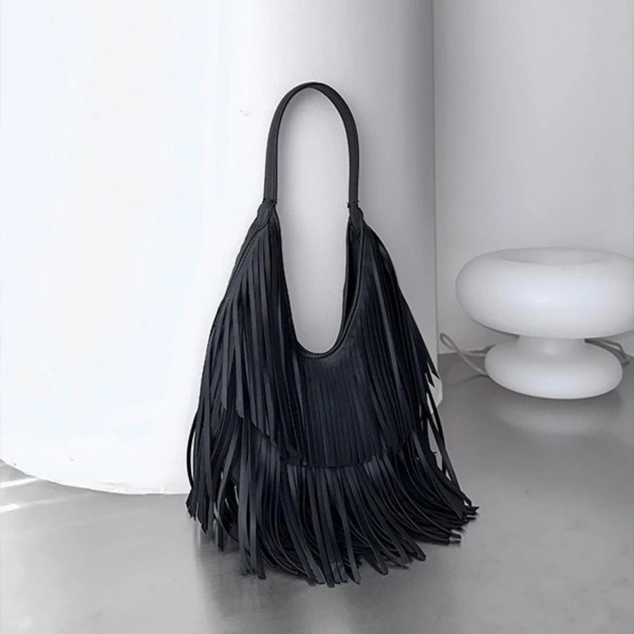 Tatiana Tassel Hobo Shoulder Bag for Women - Soft PU Leather Everyday Handbag - Image 4