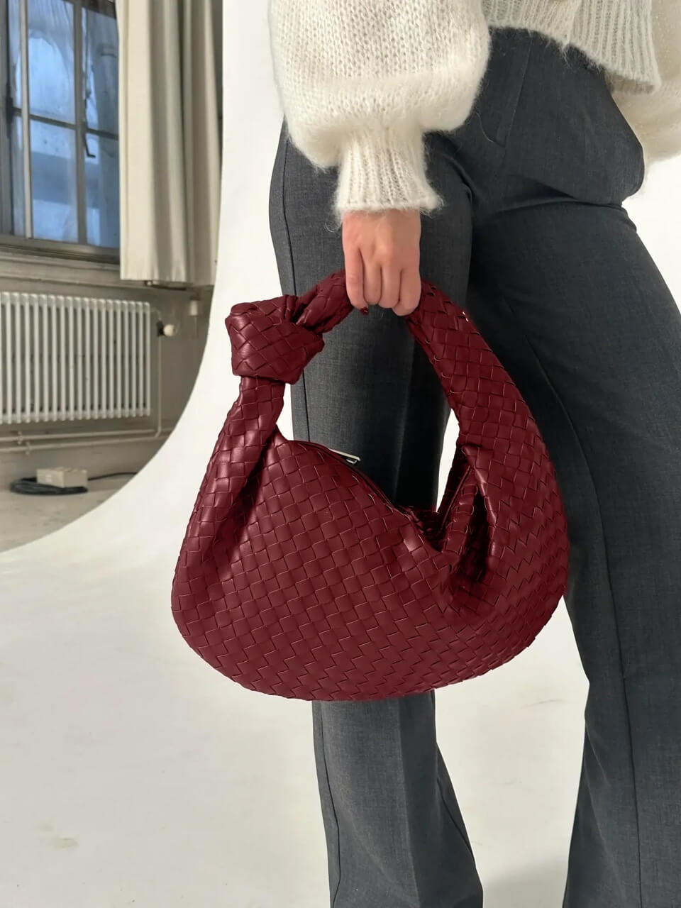 Medium Woven Handbag - Hand-Woven Minimalist Textured Bag - Image 20