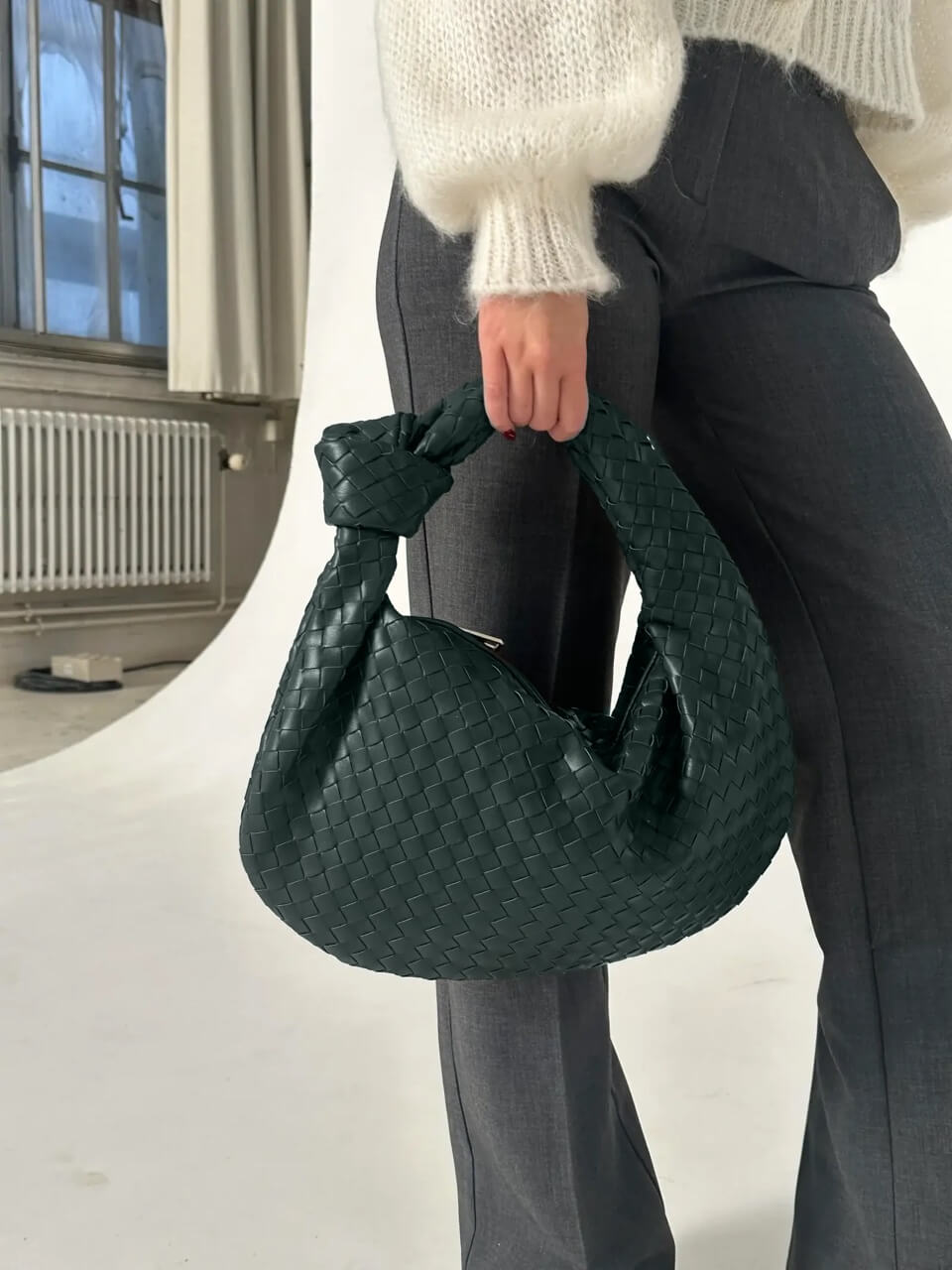 Medium Woven Handbag - Hand-Woven Minimalist Textured Bag - Image 19