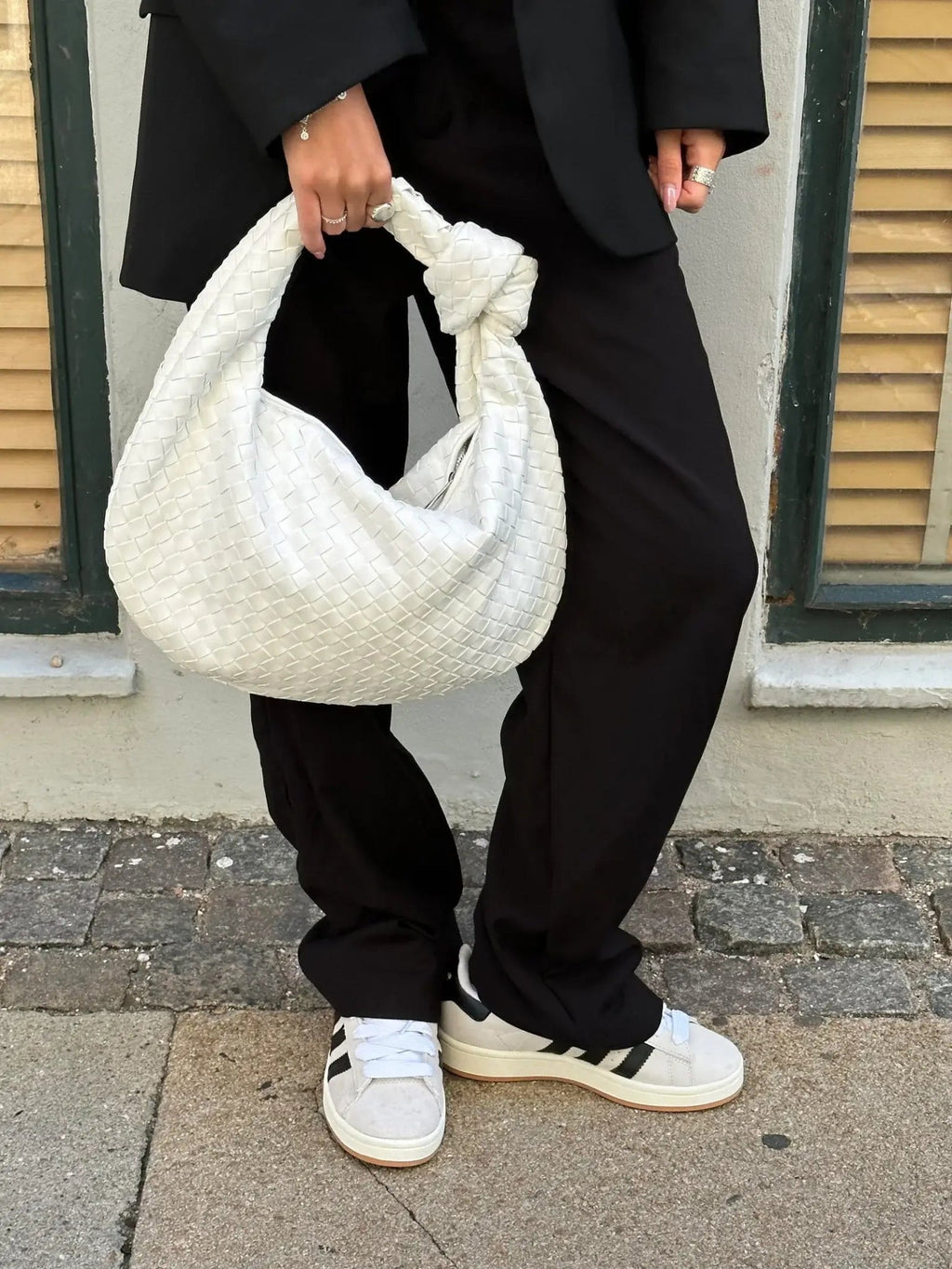 Medium Woven Handbag - Hand-Woven Minimalist Textured Bag - Image 24
