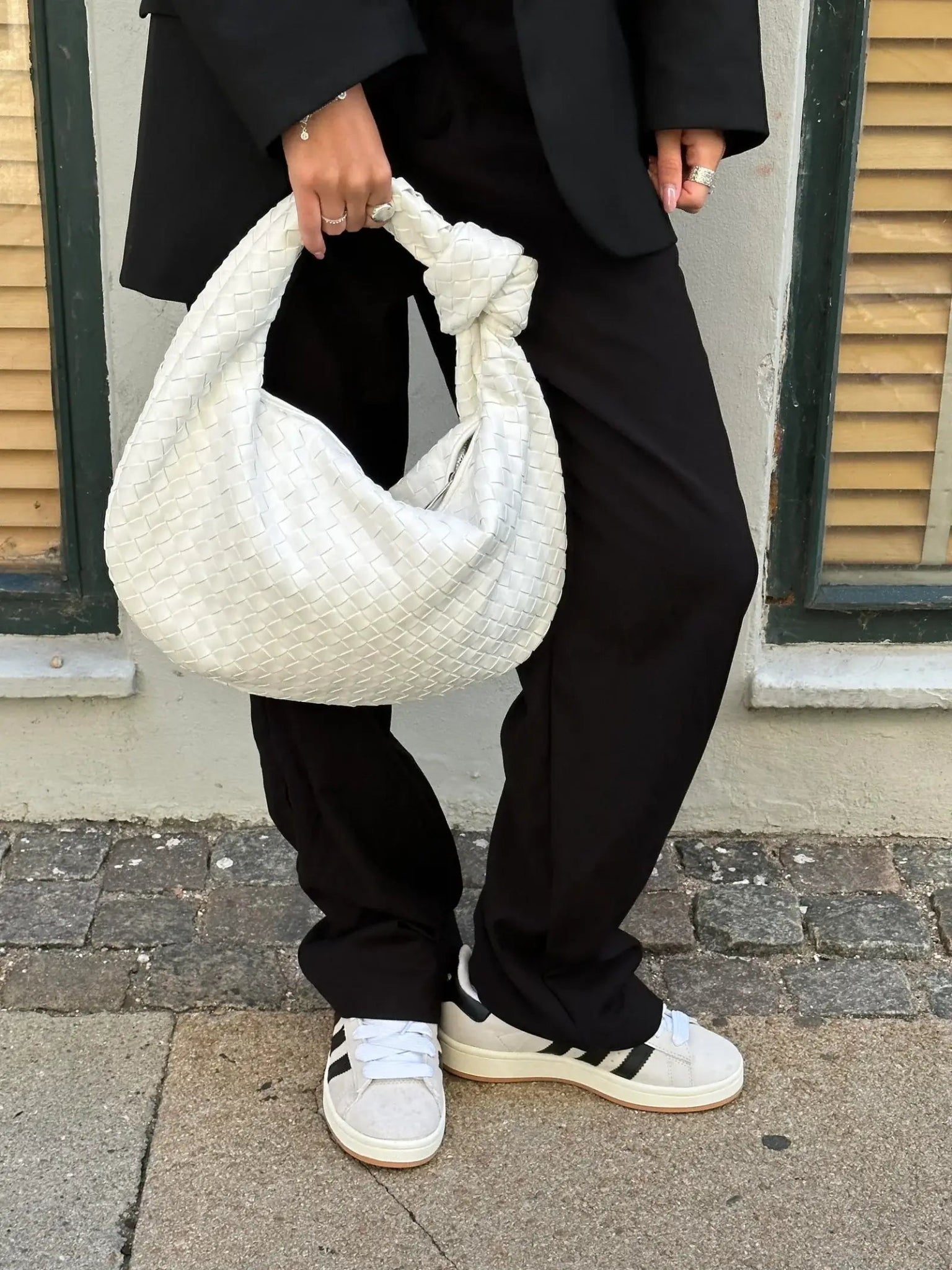 Medium Woven Handbag - Hand-Woven Minimalist Textured Bag - Image 24