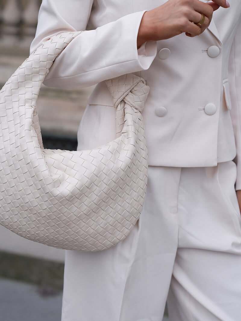 Medium Woven Handbag - Hand-Woven Minimalist Textured Bag - Image 16