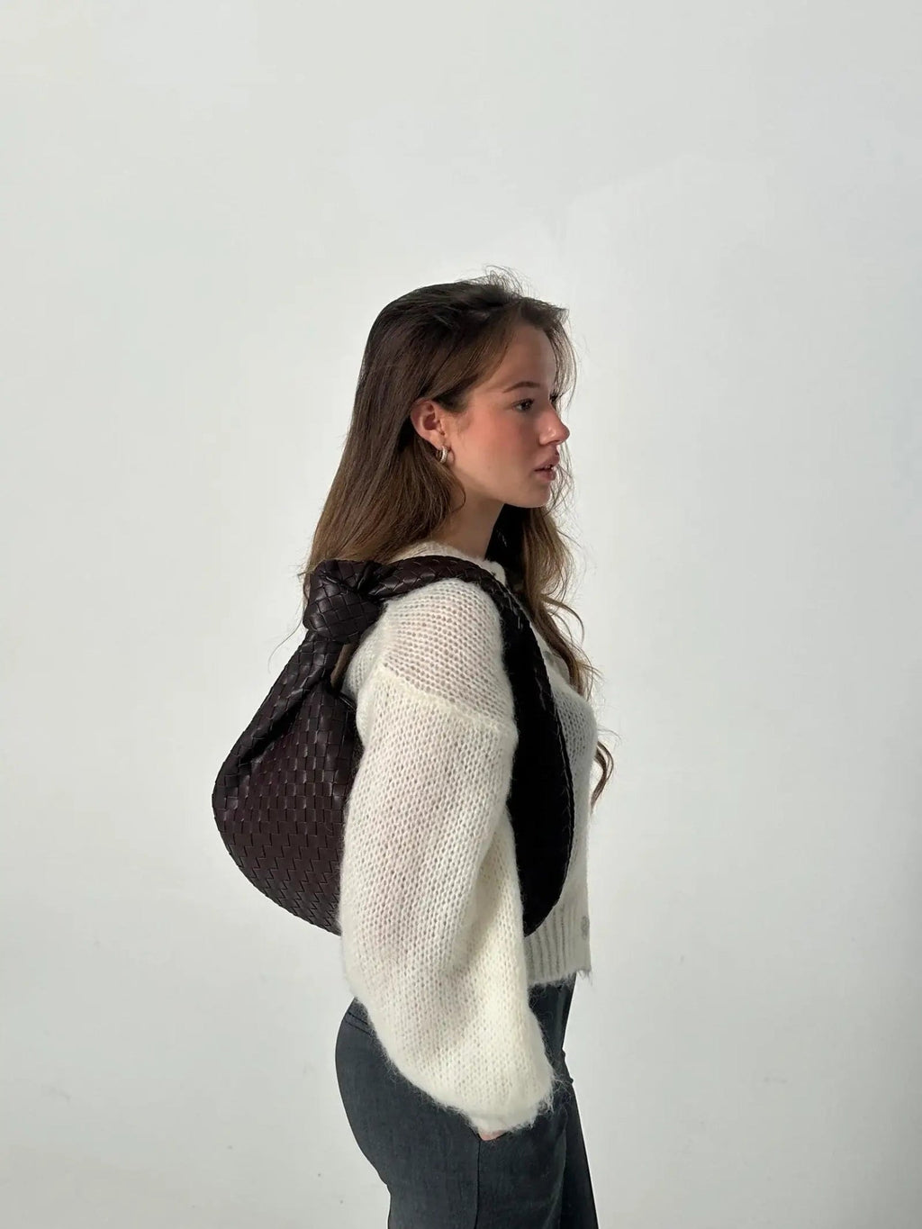 Medium Woven Handbag - Hand-Woven Minimalist Textured Bag - Image 26