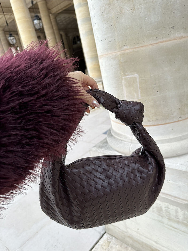 Medium Woven Handbag - Hand-Woven Minimalist Textured Bag - Image 13
