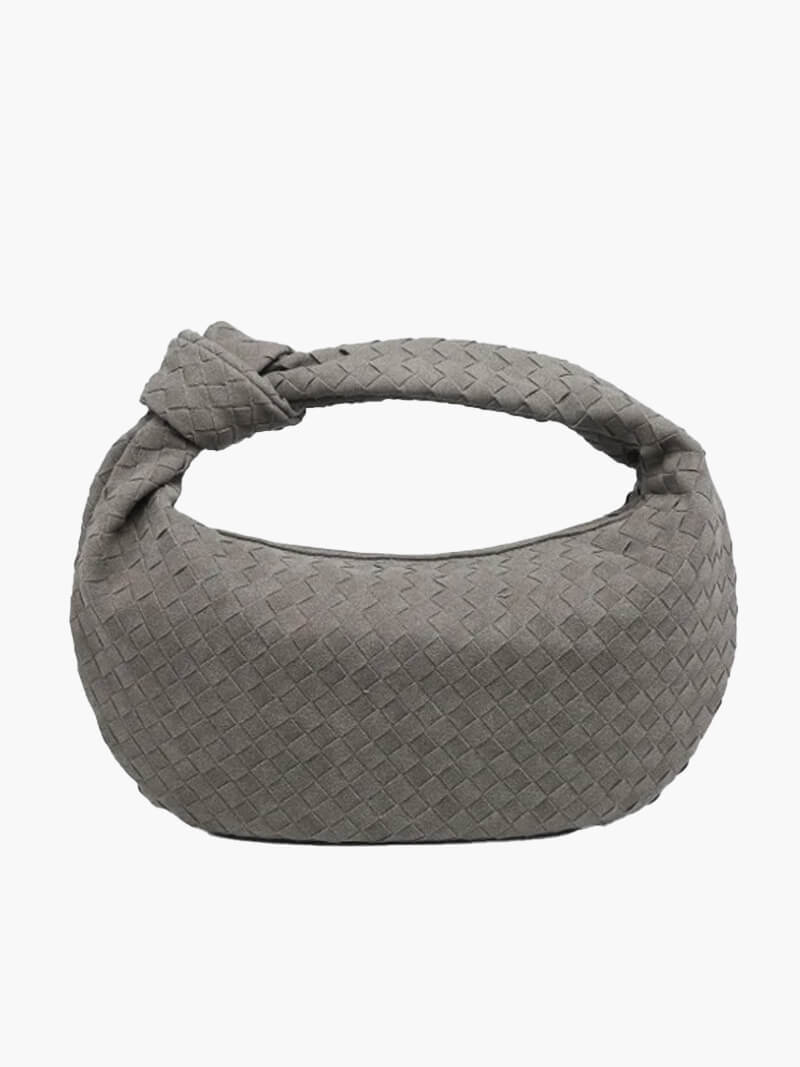 Woven Bag Medium Suede - Medium Woven Shoulder Handbag - Image 2