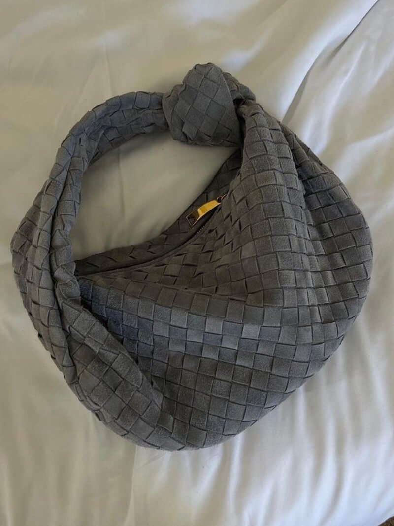 Woven Bag Medium Suede - Medium Woven Shoulder Handbag - Image 20