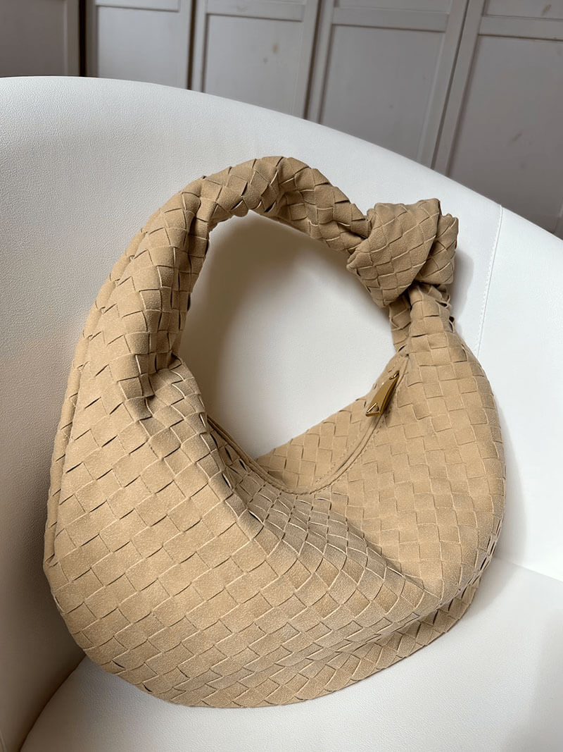 Woven Bag Medium Suede - Medium Woven Shoulder Handbag - Image 13