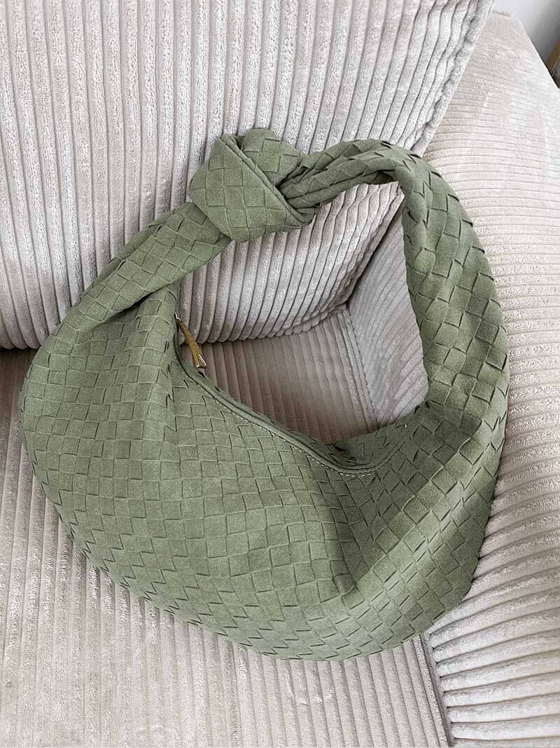 Woven Bag Medium Suede - Medium Woven Shoulder Handbag - Image 19