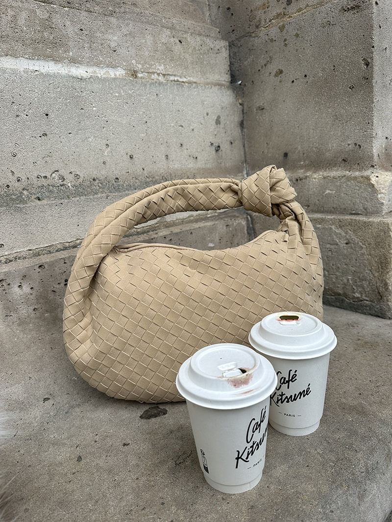 Woven Bag Medium Suede - Medium Woven Shoulder Handbag - Image 10