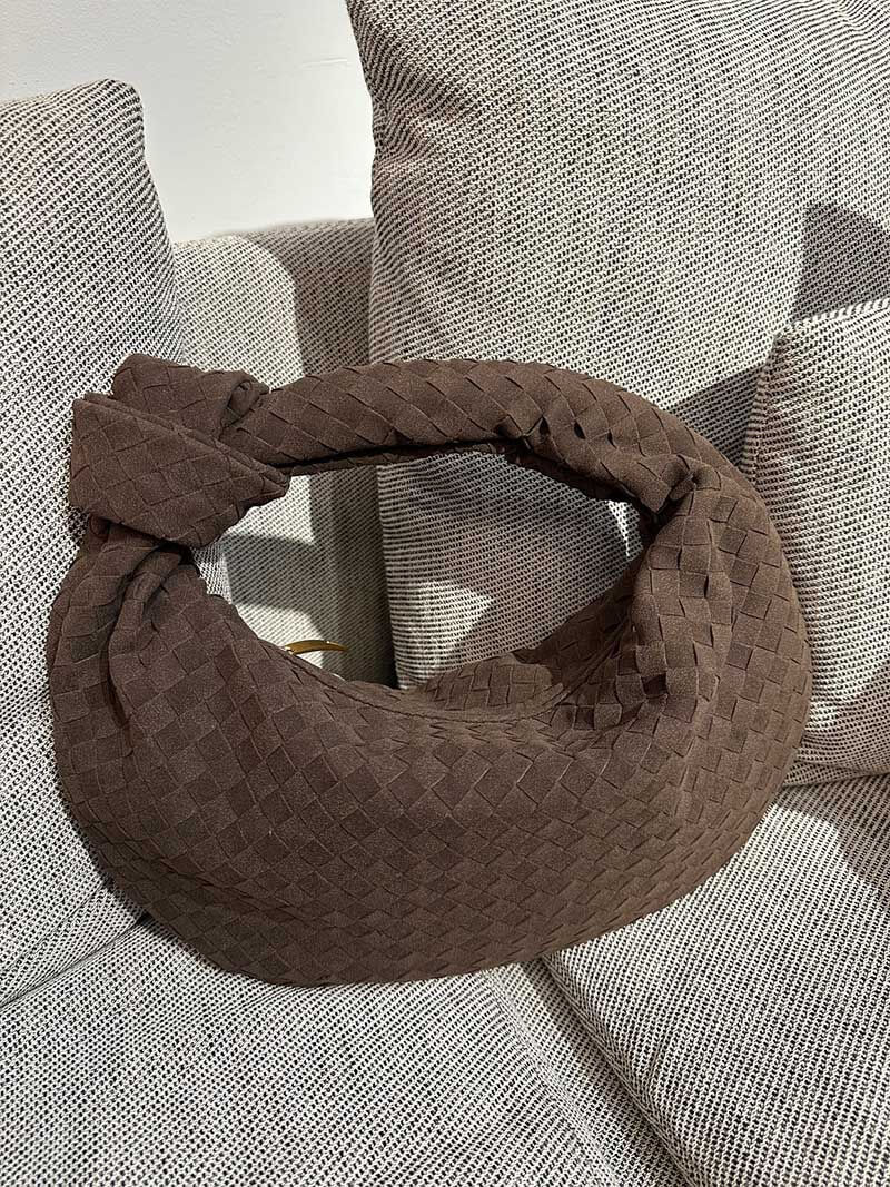 Woven Bag Medium Suede - Medium Woven Shoulder Handbag - Image 23