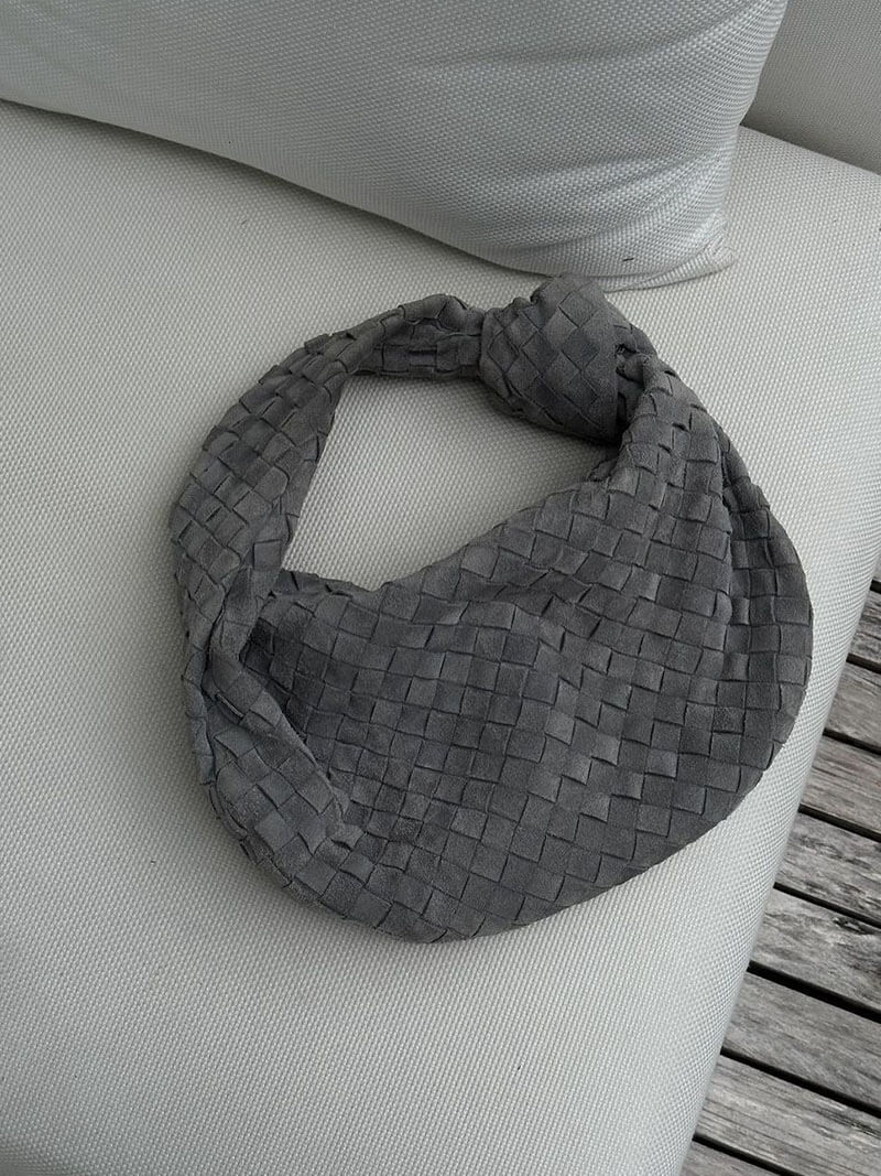Woven Bag Medium Suede - Medium Woven Shoulder Handbag - Image 21