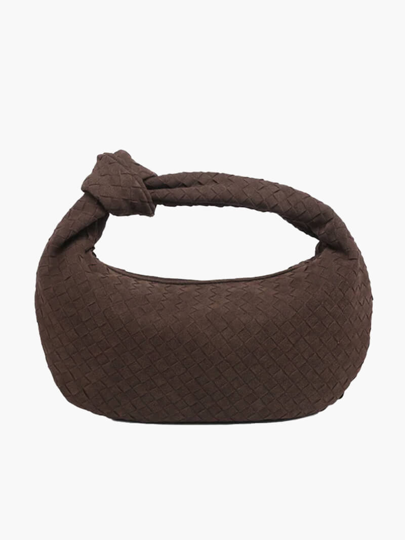 Woven Bag Medium Suede - Medium Woven Shoulder Handbag - Image 6