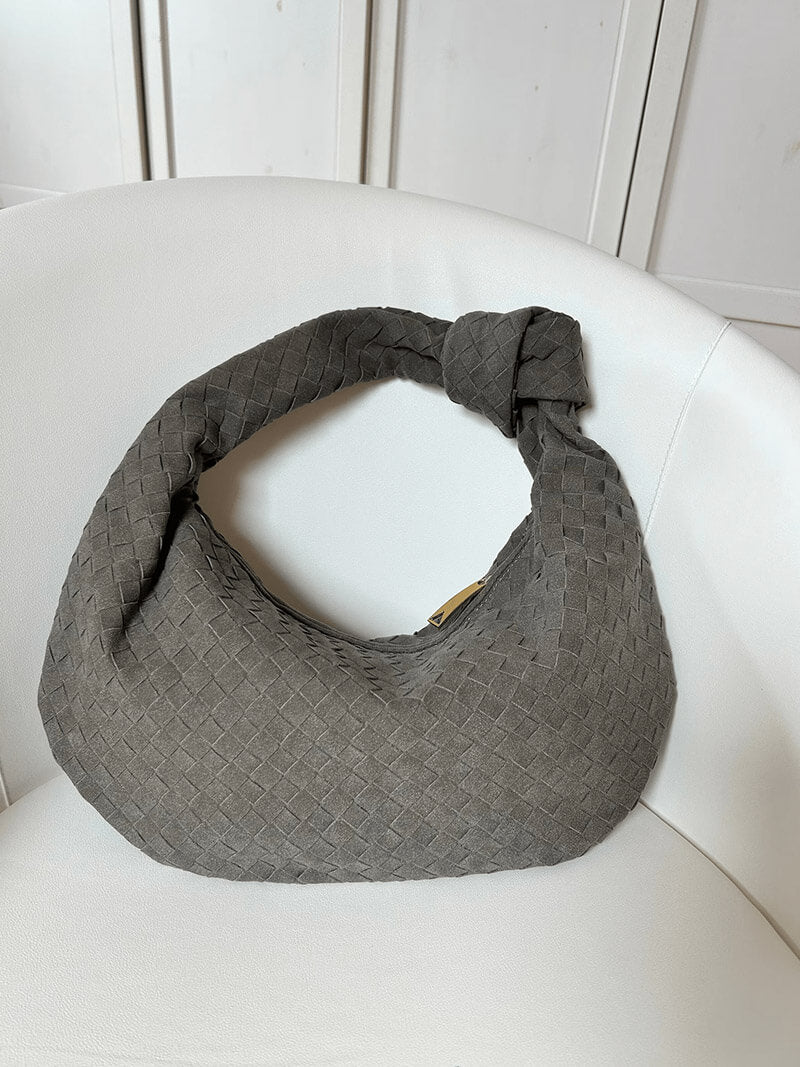 Woven Bag Medium Suede - Medium Woven Shoulder Handbag - Image 18