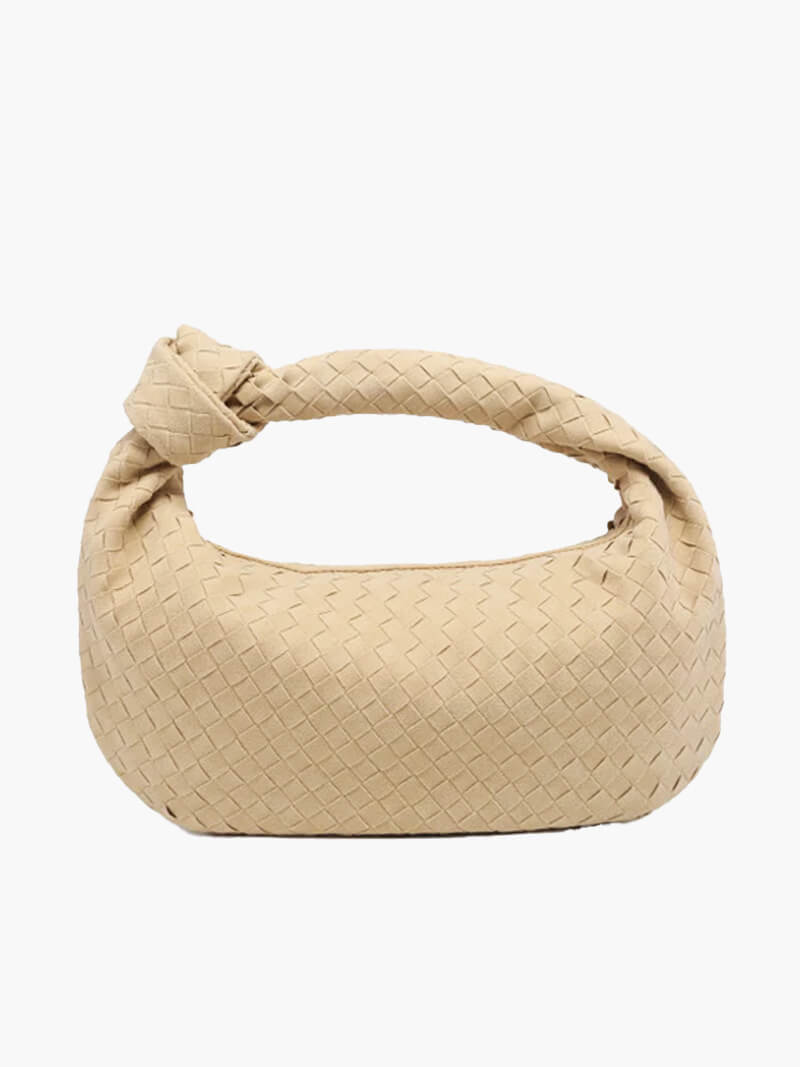 Woven Bag Medium Suede - Medium Woven Shoulder Handbag - Image 4