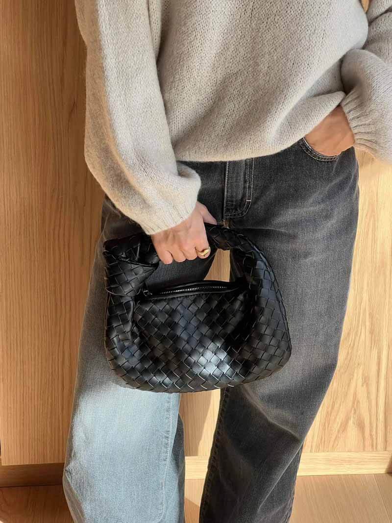 Woven Mini Handbag - Structured Small Evening Handbag - Image 7