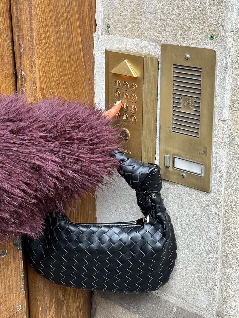 Woven Mini Handbag - Structured Small Evening Handbag - Image 5