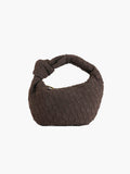 Suede Woven Mini Handbag - Knot Detail Top Handle Style
