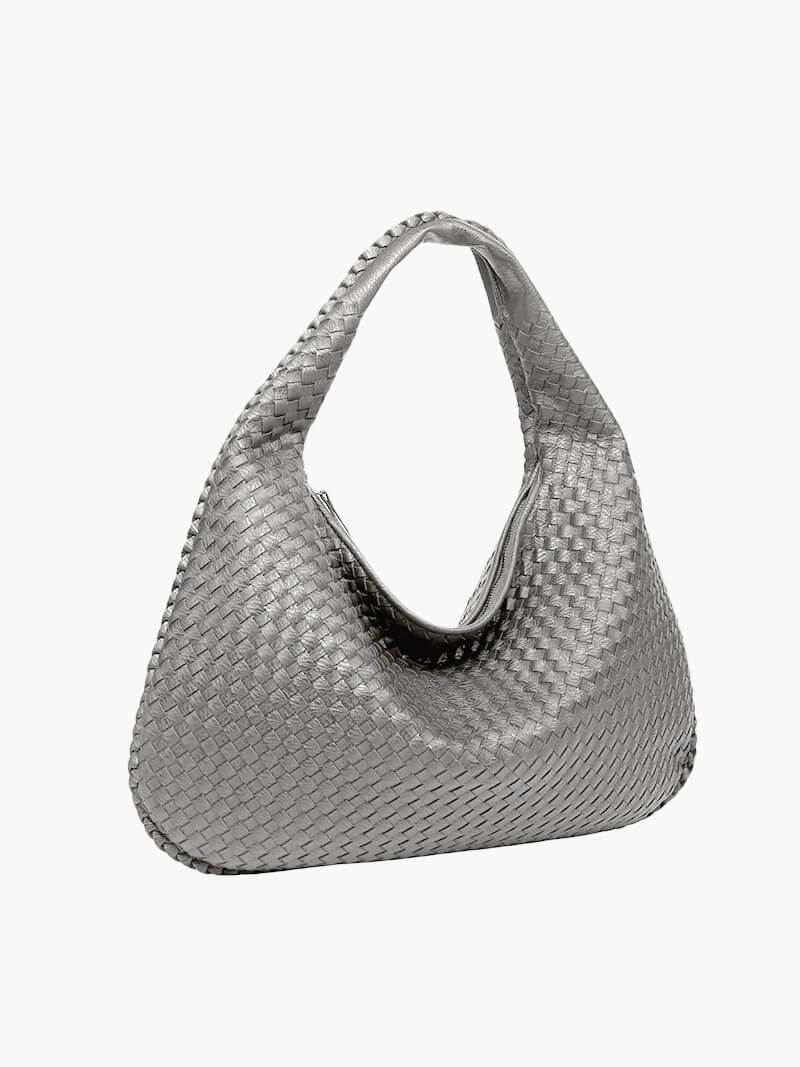 Woven Bag XL Oversized Woven Handbag - Lattice Detail Everyday Tote - Image 11