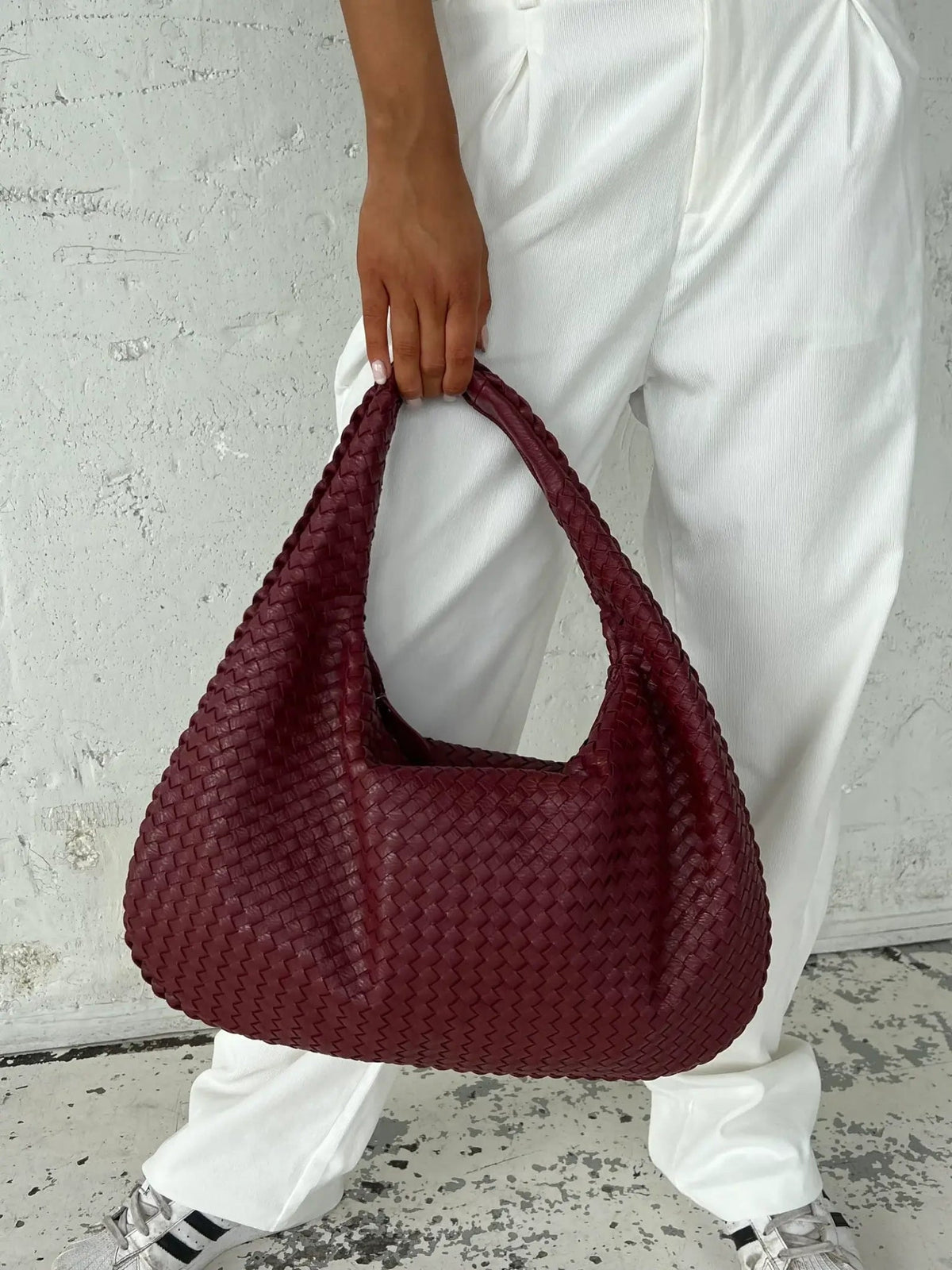 Woven Bag XL Oversized Woven Handbag - Lattice Detail Everyday Tote - Image 30