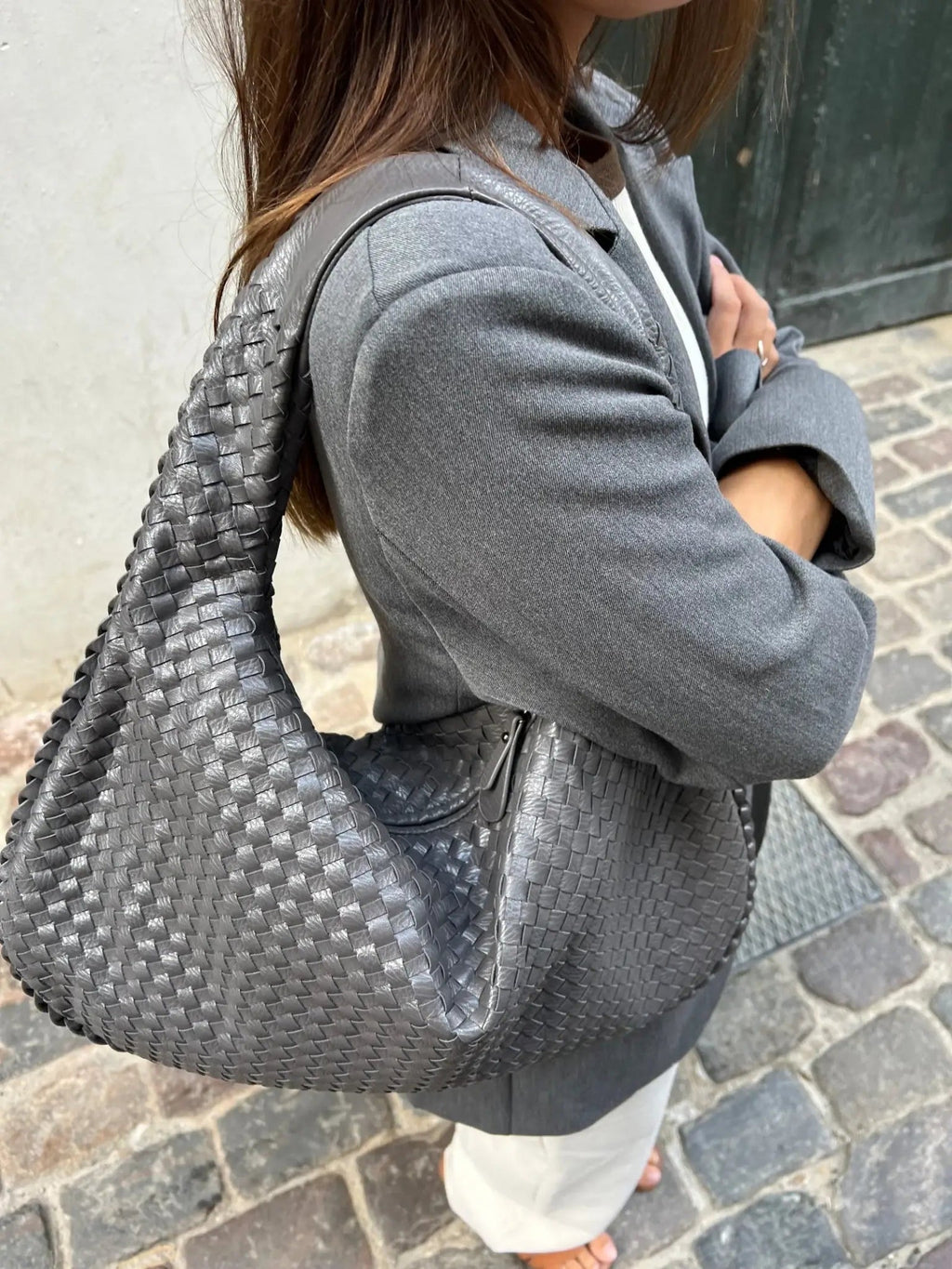 Woven Bag XL Oversized Woven Handbag - Lattice Detail Everyday Tote - Image 34