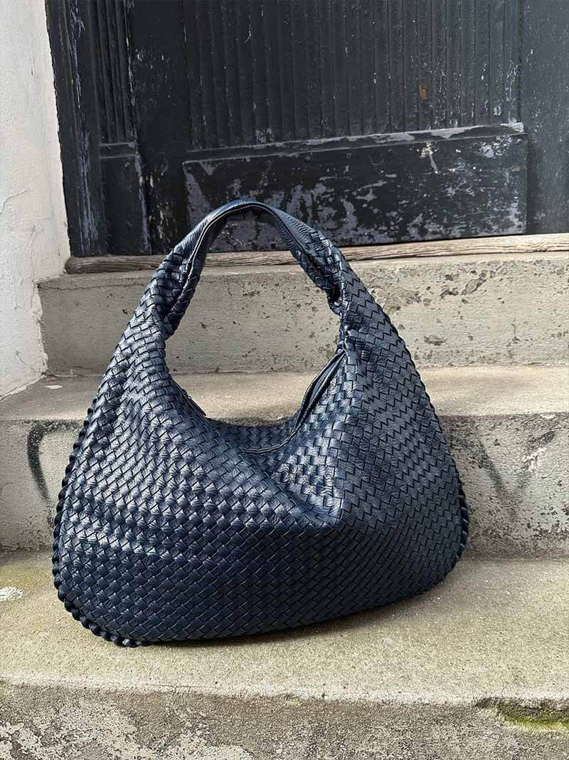 Woven Bag XL Oversized Woven Handbag - Lattice Detail Everyday Tote - Image 17