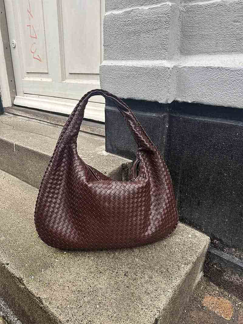 Woven Bag XL Oversized Woven Handbag - Lattice Detail Everyday Tote - Image 21