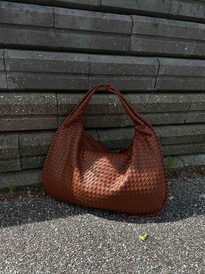 Woven Bag XL Oversized Woven Handbag - Lattice Detail Everyday Tote - Image 20