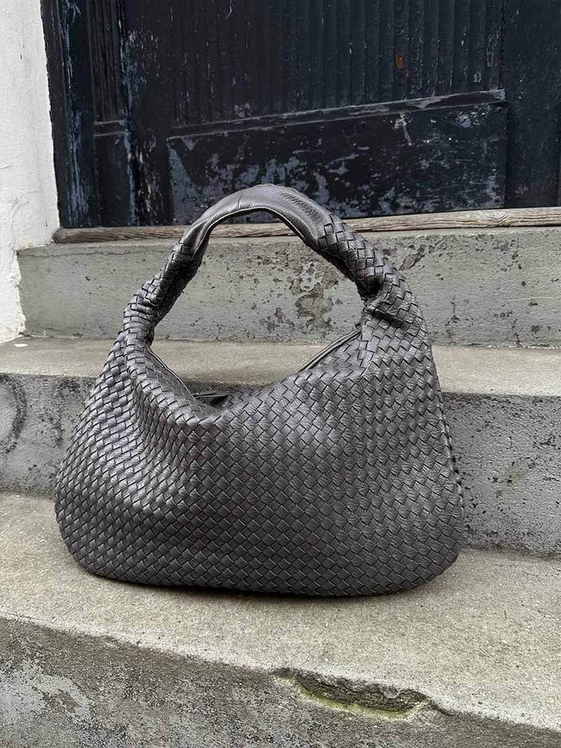 Woven Bag XL Oversized Woven Handbag - Lattice Detail Everyday Tote - Image 18