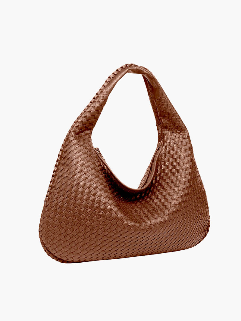 Woven Bag XL Oversized Woven Handbag - Lattice Detail Everyday Tote - Image 12