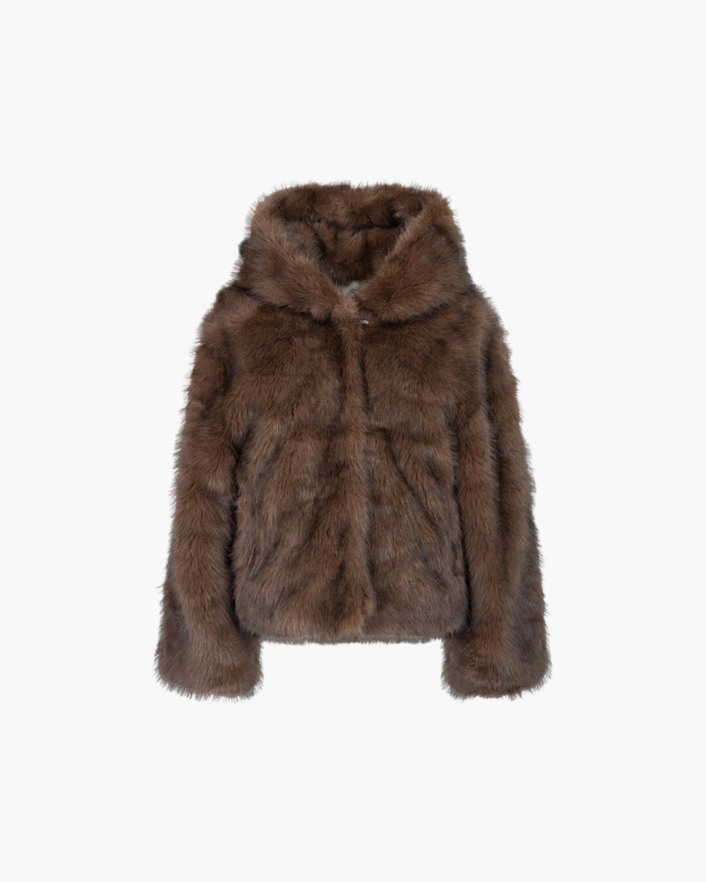 Ivy Faux Fur Hooded Short Coat - Women's Fall and Winter Outerwear - Image 7