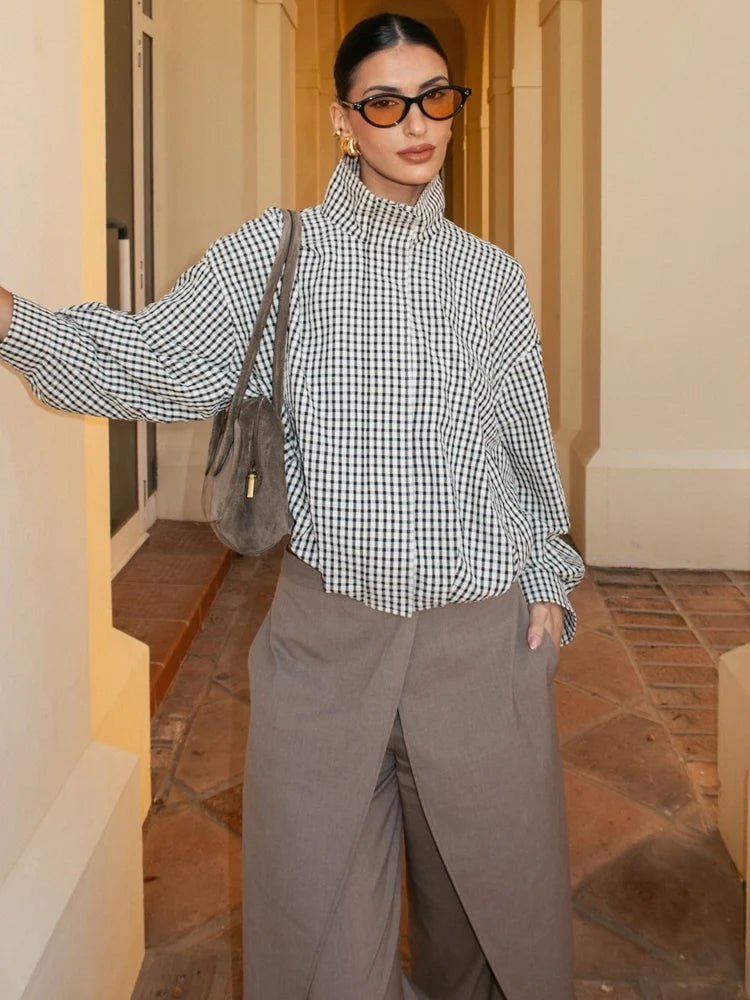 Zoe Plaid Bomber Jacket - Women's Everyday Outerwear - Image 3