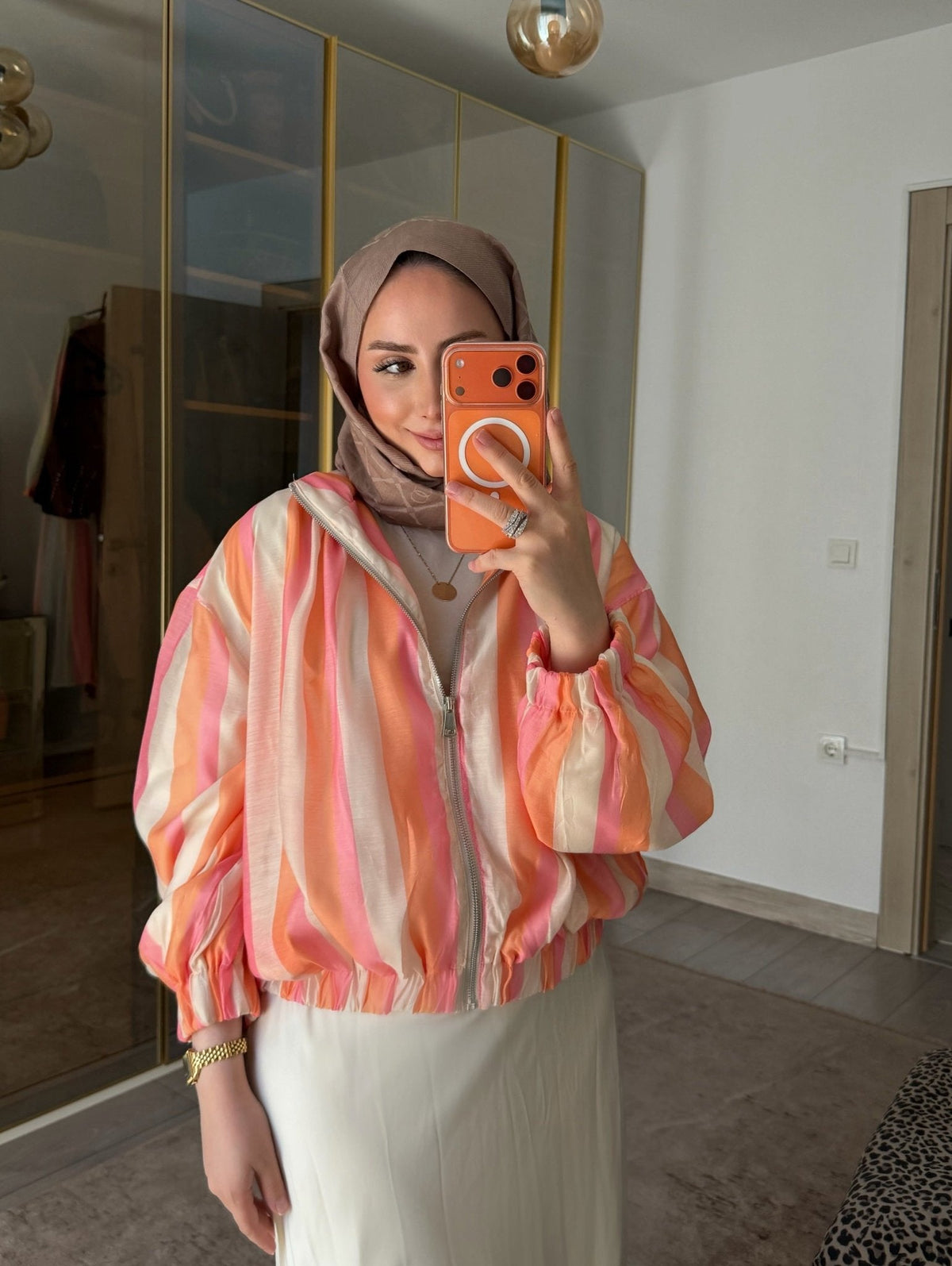 Eva Striped Bomber Jacket - Women's Everyday Outerwear - Image 2