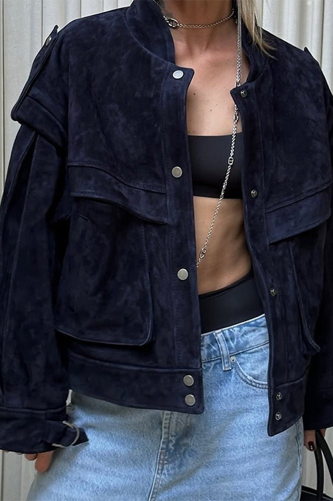 Mila Wide Shoulder Suede Jacket - Women's Everyday Outerwear - Image 8