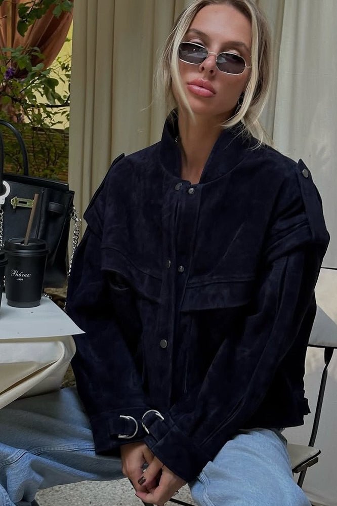 Mila Wide Shoulder Suede Jacket - Women's Everyday Outerwear - Image 7