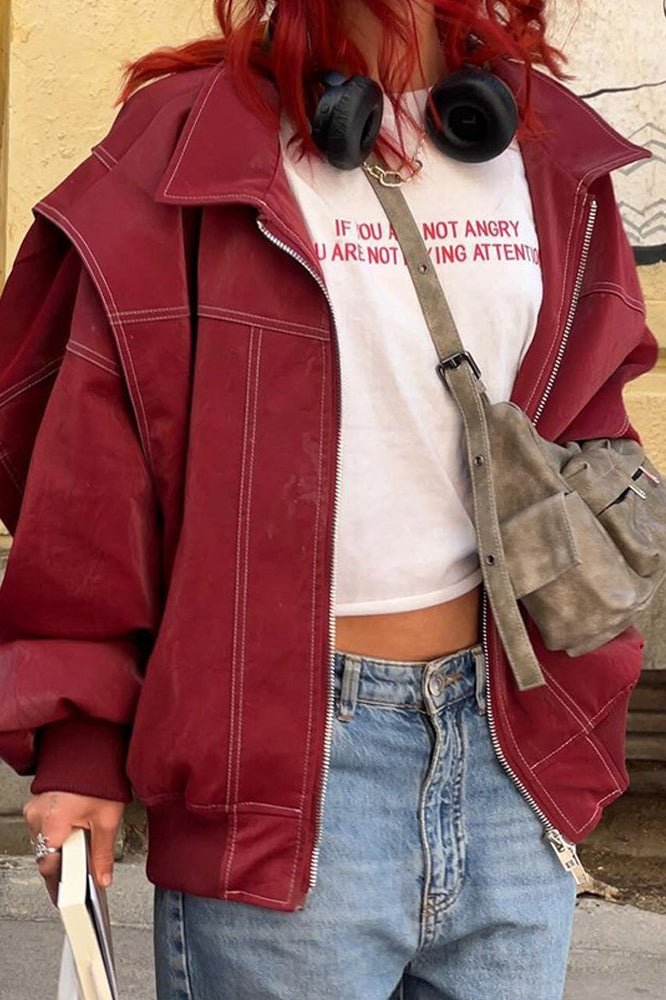 Albina Faux Leather Jacket - Women's Everyday Outerwear - Image 7