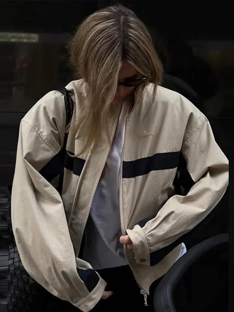 Audrey Oversized Bomber Jacket - Women's Everyday Outerwear - Image 2
