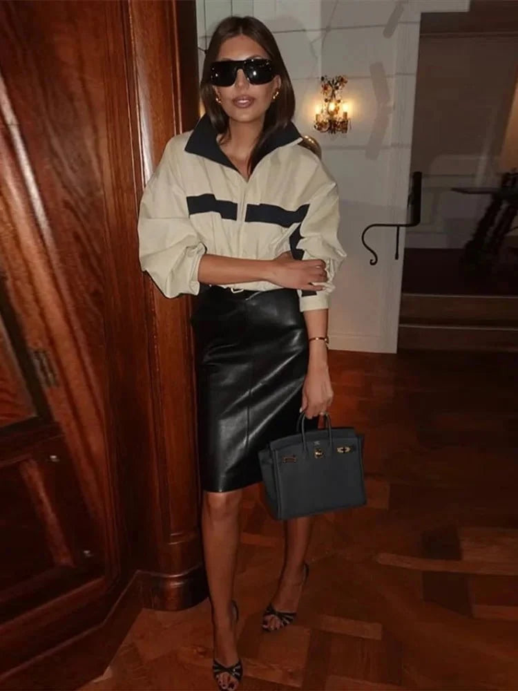 Audrey Oversized Bomber Jacket - Women's Everyday Outerwear - Image 3