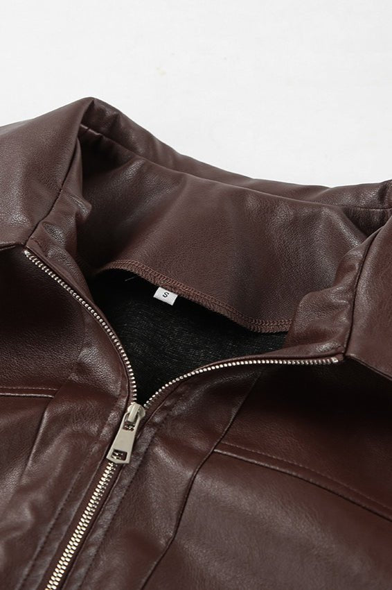 Azara Vintage Faux Leather Jacket - Women's Everyday Outerwear - Image 8