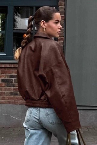 Azara Vintage Faux Leather Jacket - Women's Everyday Outerwear - Image 4