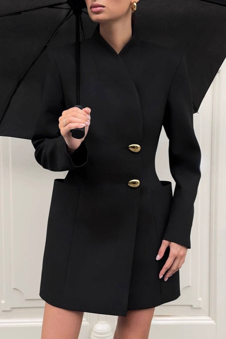 Beatrice Fitted Waist V-Neck Blazer - Women's Fall and Winter Outerwear - Image 2