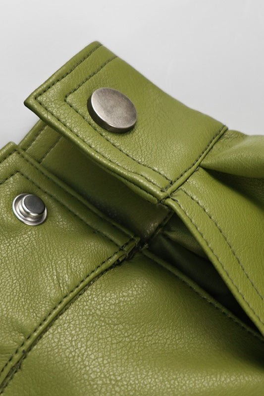 Bilge Vintage Green Faux Leather Jacket - Women's Everyday Outerwear - Image 8
