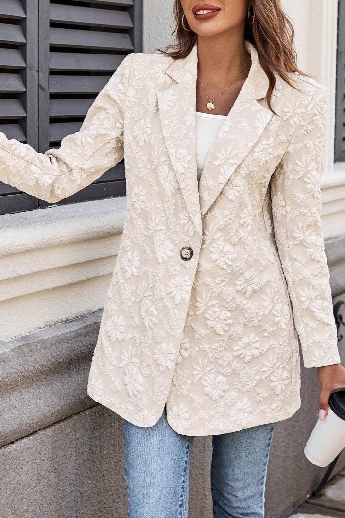 Nadia Jacquard Single Button Blazer - Women's Fall and Winter Outerwear