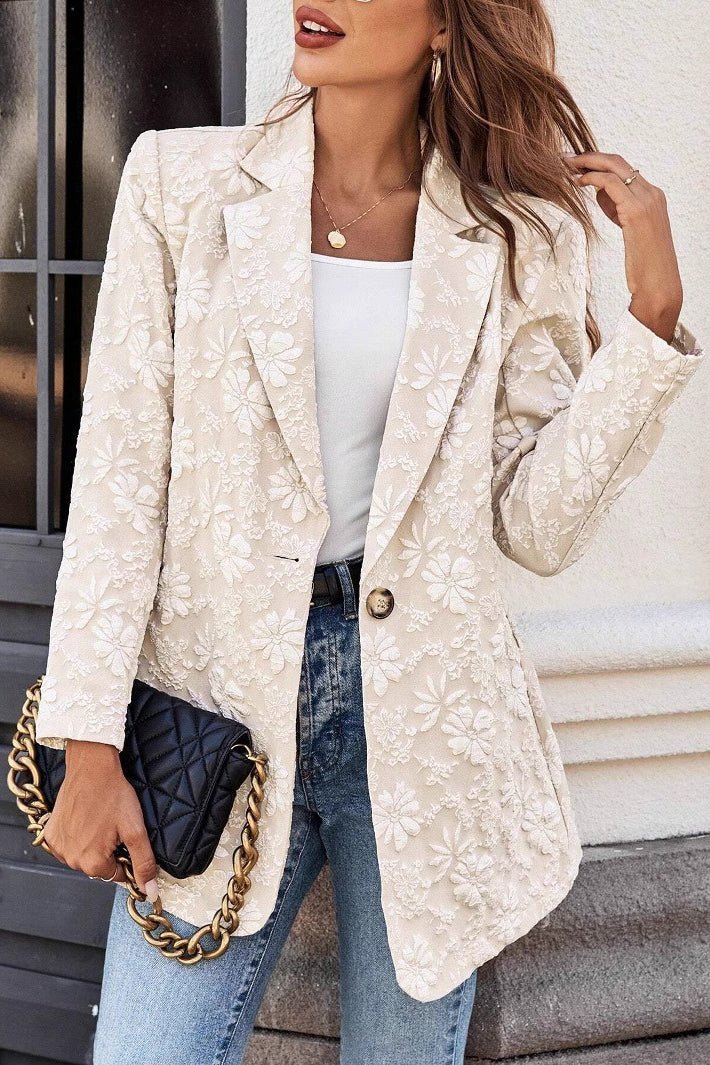 Nadia Jacquard Single Button Blazer - Women's Fall and Winter Outerwear - Image 2