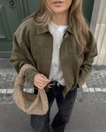 Constance Faux Suede Bomber Jacket - Women's Everyday Outerwear - Image 5