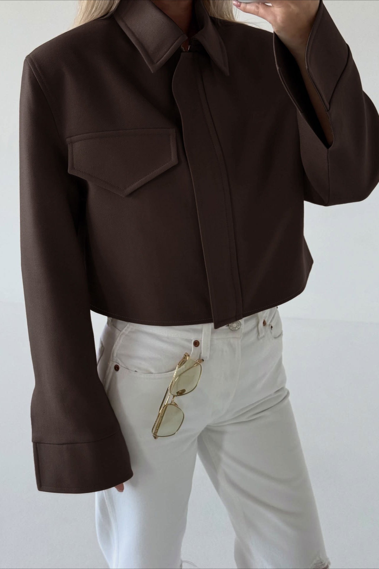 Dida Brown Zip Jacket - Women's Everyday Outerwear - Image 4